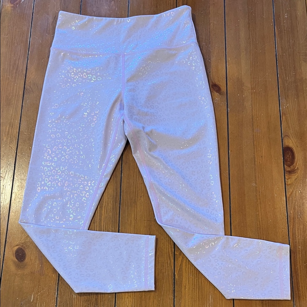 Zyia Active Pink Shiny Leopard Print Leggings Size 6-8 NWOT